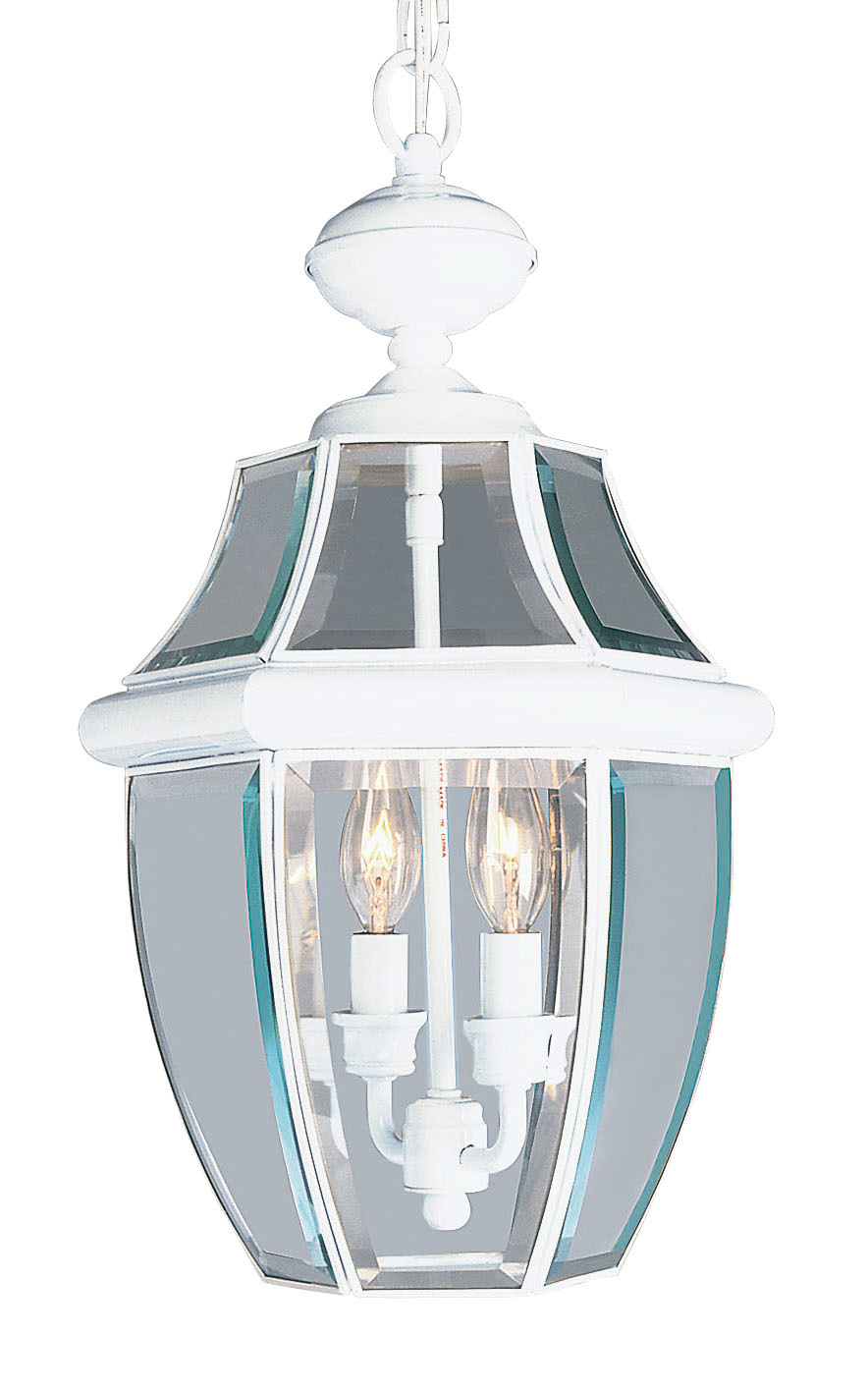 2 Light White Outdoor Chain Lantern