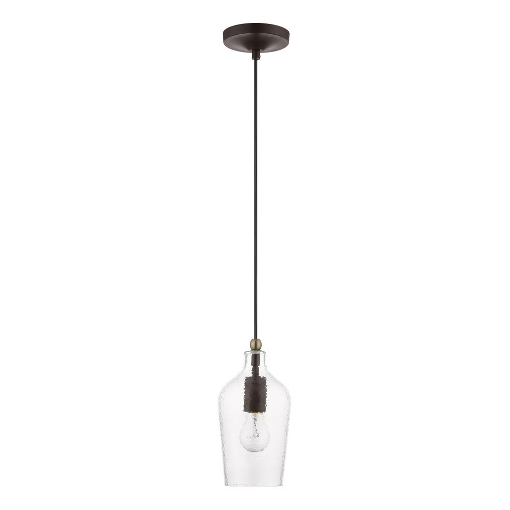 1 Light Bronze with Antique Brass Accent Mini Pendant