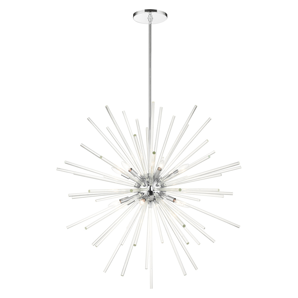 12 Lt Polished Chrome Foyer Pendant Chandelier