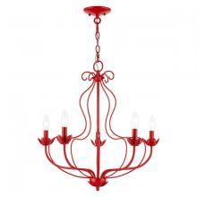 Livex Lighting 42905-72 - 5 Light Shiny Red Chandelier