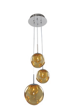 Kalco 309540CH/AMBER - Meteor 3 Light Pendant