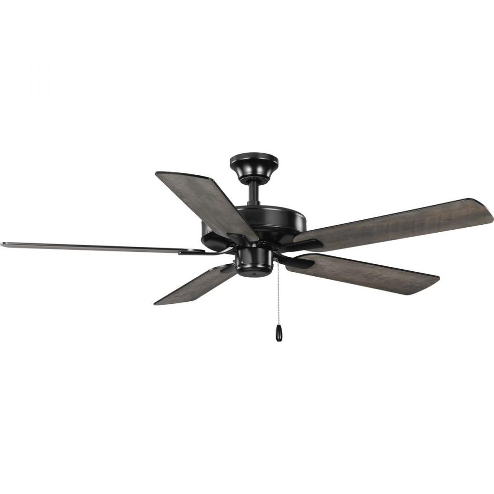 AirPro 52 in. Matte Black 5-Blade AC Motor Transitional Ceiling Fan with Light