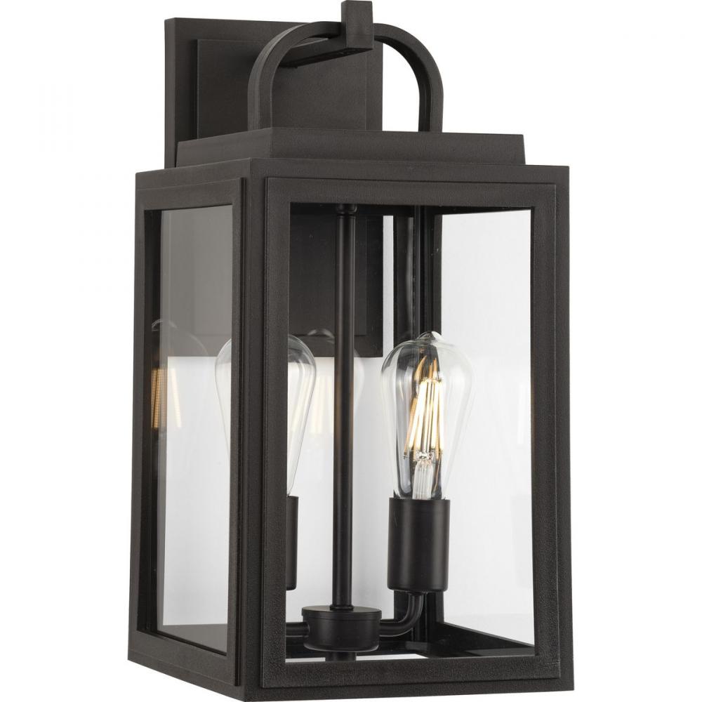 Grandbury Collection Two-Light Transitional Antique Bronze Clear Glass Outdoor Wall Lantern