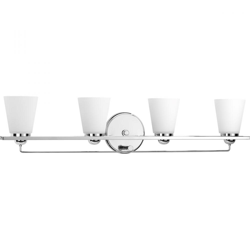 Flight Collection Four-Light Polished Chrome Etched Glass Coastal Bath Vanity Light