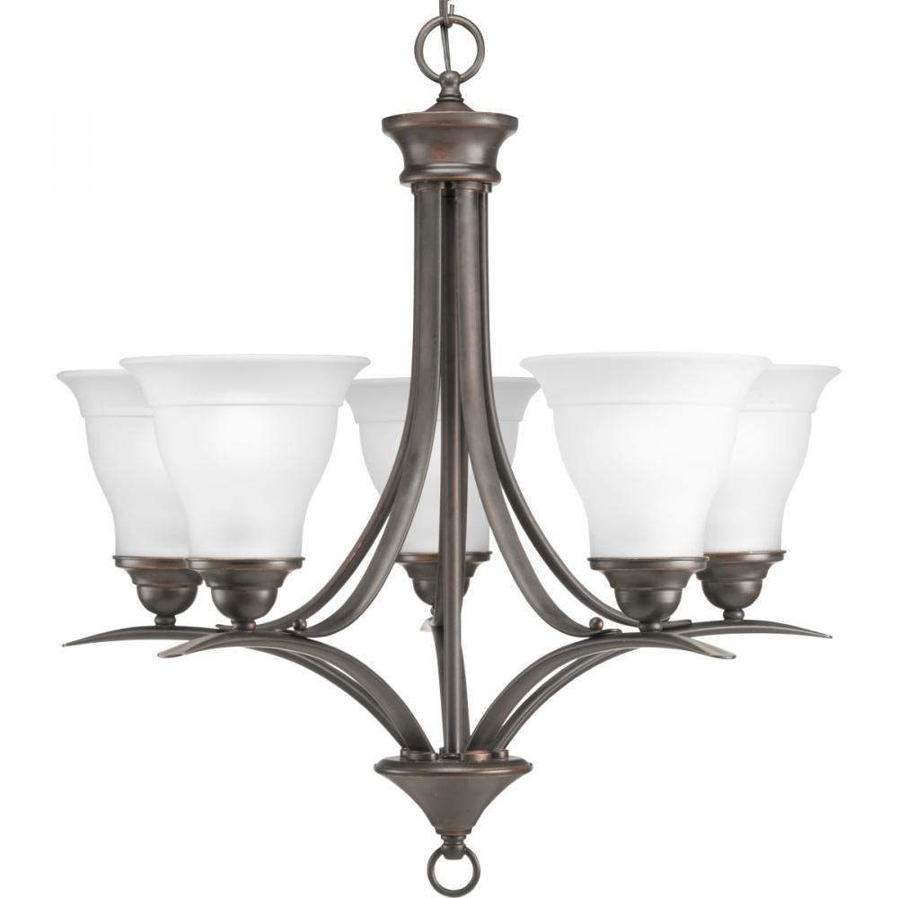 Trinity Collection Five-Light Antique Bronze Etched Glass Traditional Chandelier Light