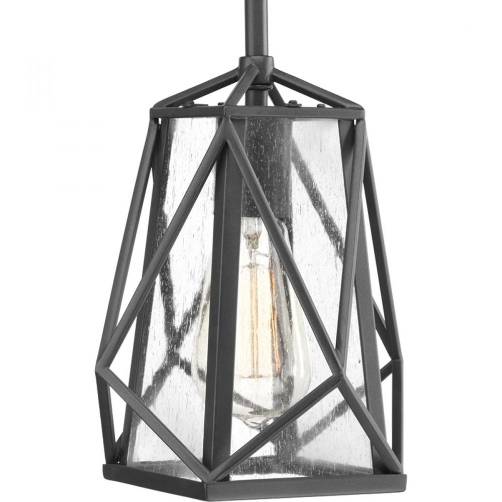 Marque Collection One-Light Graphite Clear Seeded Glass Global Pendant Light