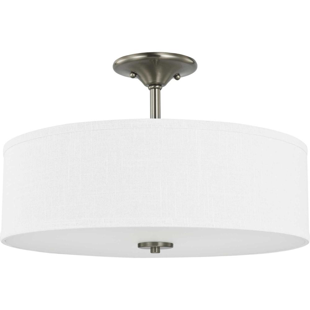 Inspire Collection Brushed Nickel Three-Light 18" Semi-Flush Mount