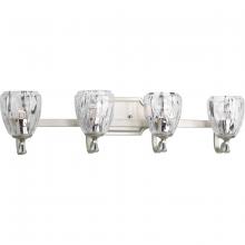 Progress P300119-134 - Anjoux Collection Four-Light Silver Ridge Clear Water Glass Luxe Bath Vanity Light