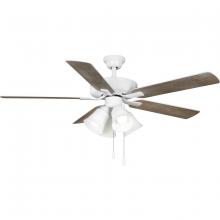 Progress P250077-030-WB - AirPro 52 in. White 5-Blade AC Motor Ceiling Fan with Light