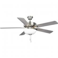 Progress P250078-009-WB - AirPro 52 in. Brushed Nickel 5-Blade ENERGY STAR Rated AC Motor Ceiling Fan with Light