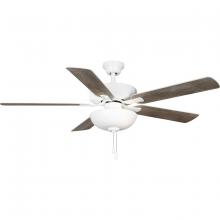Progress P250078-030-WB - AirPro 52 in. White 5-Blade AC Motor Ceiling Fan with Light