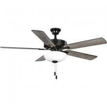 Progress P250078-31M-WB - AirPro 52 in. Matte Black 5-Blade AC Motor Transitional Ceiling Fan with Light