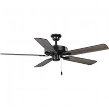 Progress P250084-31M - AirPro 52 in. Matte Black 5-Blade AC Motor Transitional Ceiling Fan with Light