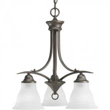 Progress P4324-20 - Trinity Collection Three-Light Antique Bronze Etched Glass Traditional Chandelier Light