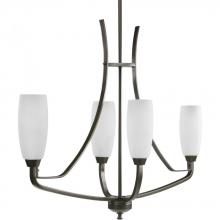 Progress P4435-20 - Wisten Collection Four-Light Antique Bronze Etched Glass Modern Chandelier Light