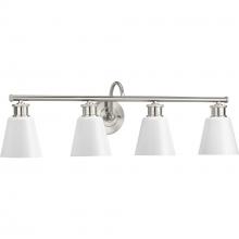 Progress P300317-009 - Ashford Collection Four-Light Brushed Nickel and Opal Glass Farmhouse Style Bath Vanity Wall Light