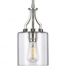 Progress P500208-009 - Lassiter Collection One-Light Brushed Nickel Clear Glass Modern Pendant Light