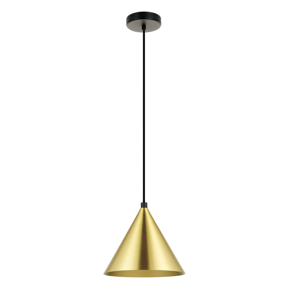 1 LT Mini Pendant w/ Black Finish & Brushed Brass Metal Shade
