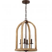 Craftmade 52734-NWABZ - Aberdeen 4 Light Foyer in Natural Wood/Aged Bronze Brushed