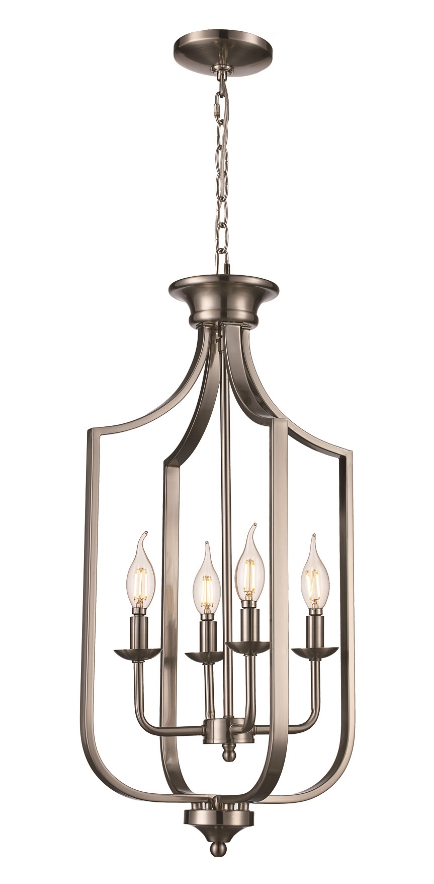 Hillcrest 27.5-in. High Brushed Nickel 4-Light Cage Chandelier