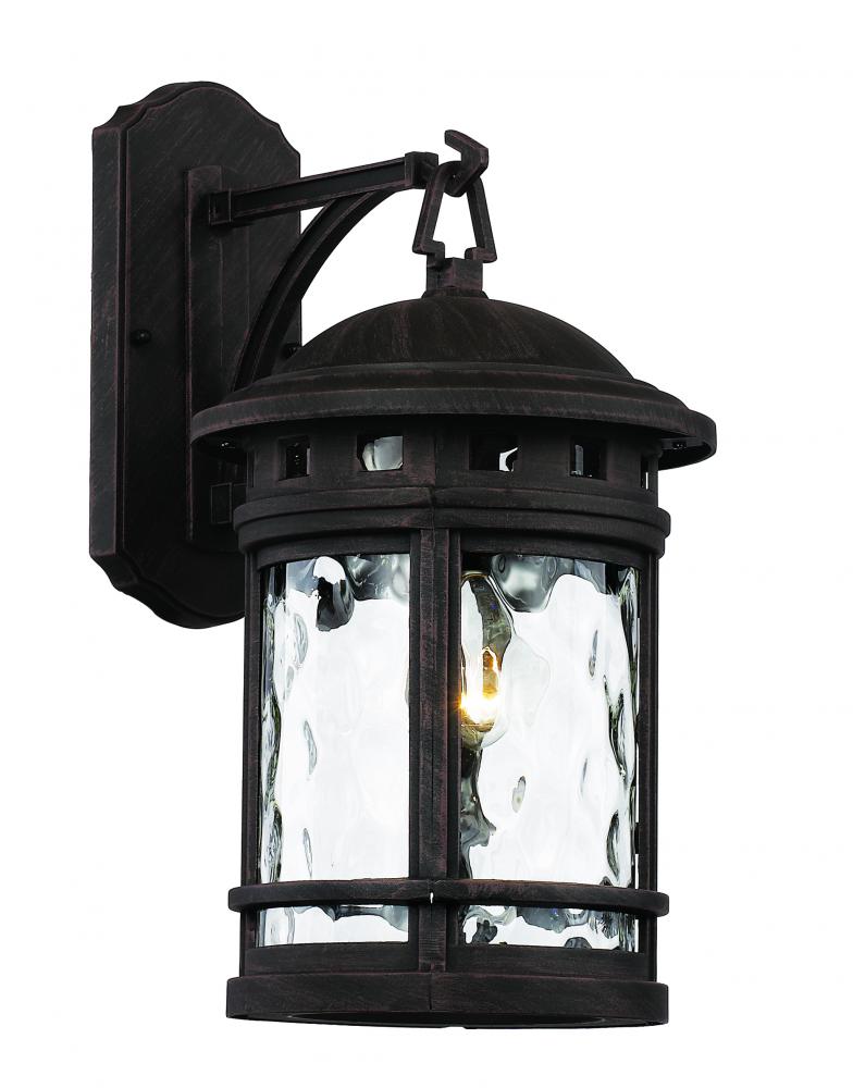 Boardwalk Collection 1-Light, Hook Hanging Wall Lantern with Water Glass