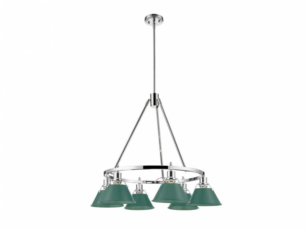 Orwell 6-Light Chandelier in Chrome with Pine Green