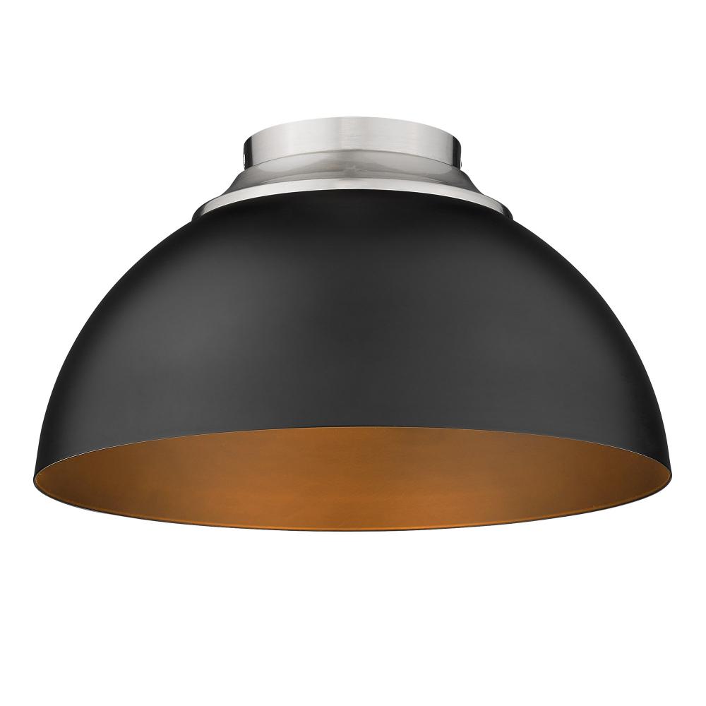Zoey Flush Mount in Pewter with Matte Black Shade