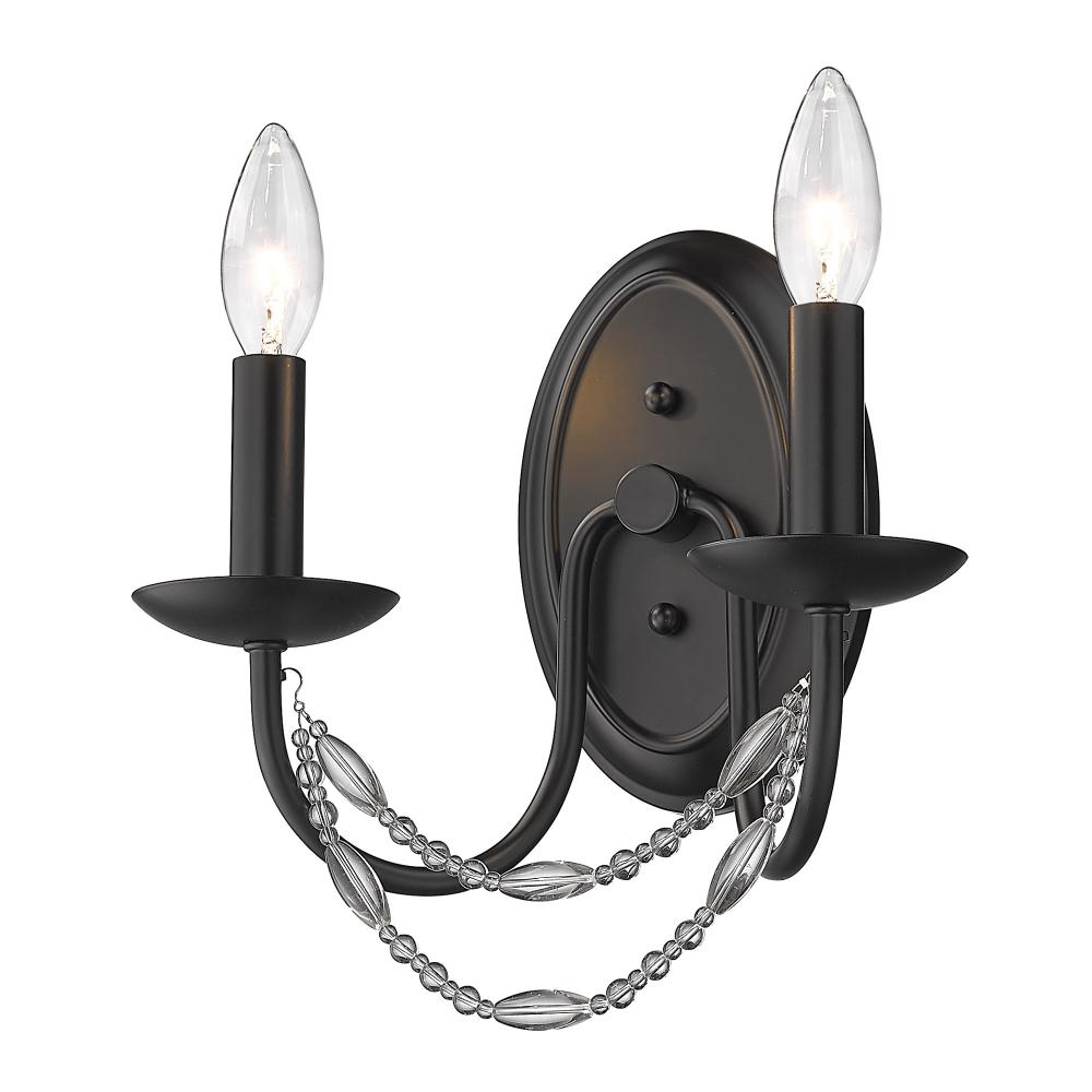 Mirabella 2 Light Wall Sconce in Matte Black