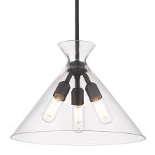 Golden 0511-3P BLK-CLR - Malta 3 Light Pendant in Matte Black & Clear Glass