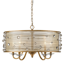 Golden 1993-5 PG - Joia 5 Light Chandelier in Peruvian Gold with a Sheer Filigree Mist Shade