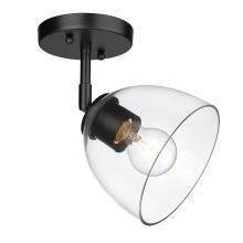 Golden 6958-SF BLK-BLK-CLR - Roxie Semi-Flush in Matte Black with Matte Black Accents and Clear Glass Shade