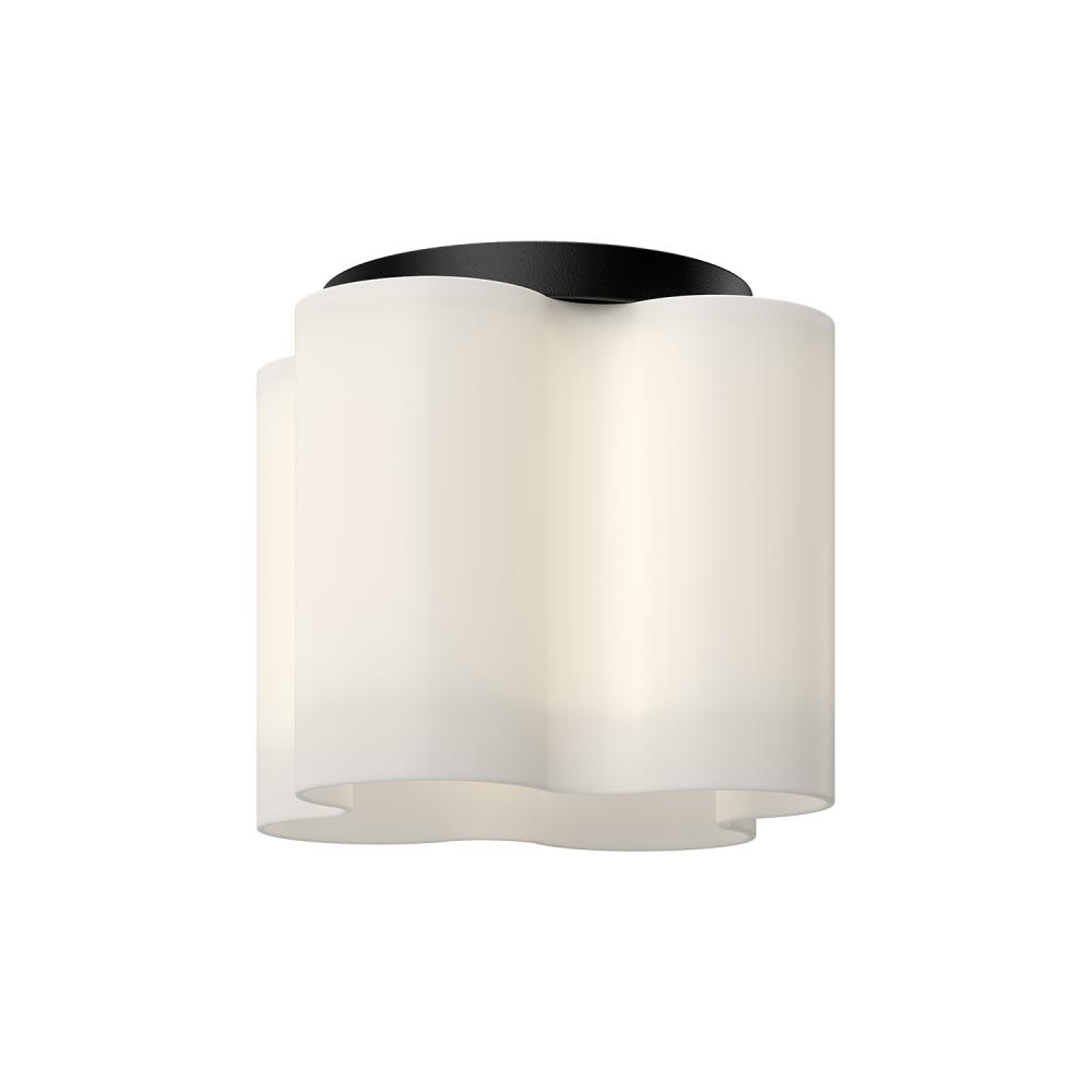 Clover 9-in Black/Opal Glass LED Flush Mount