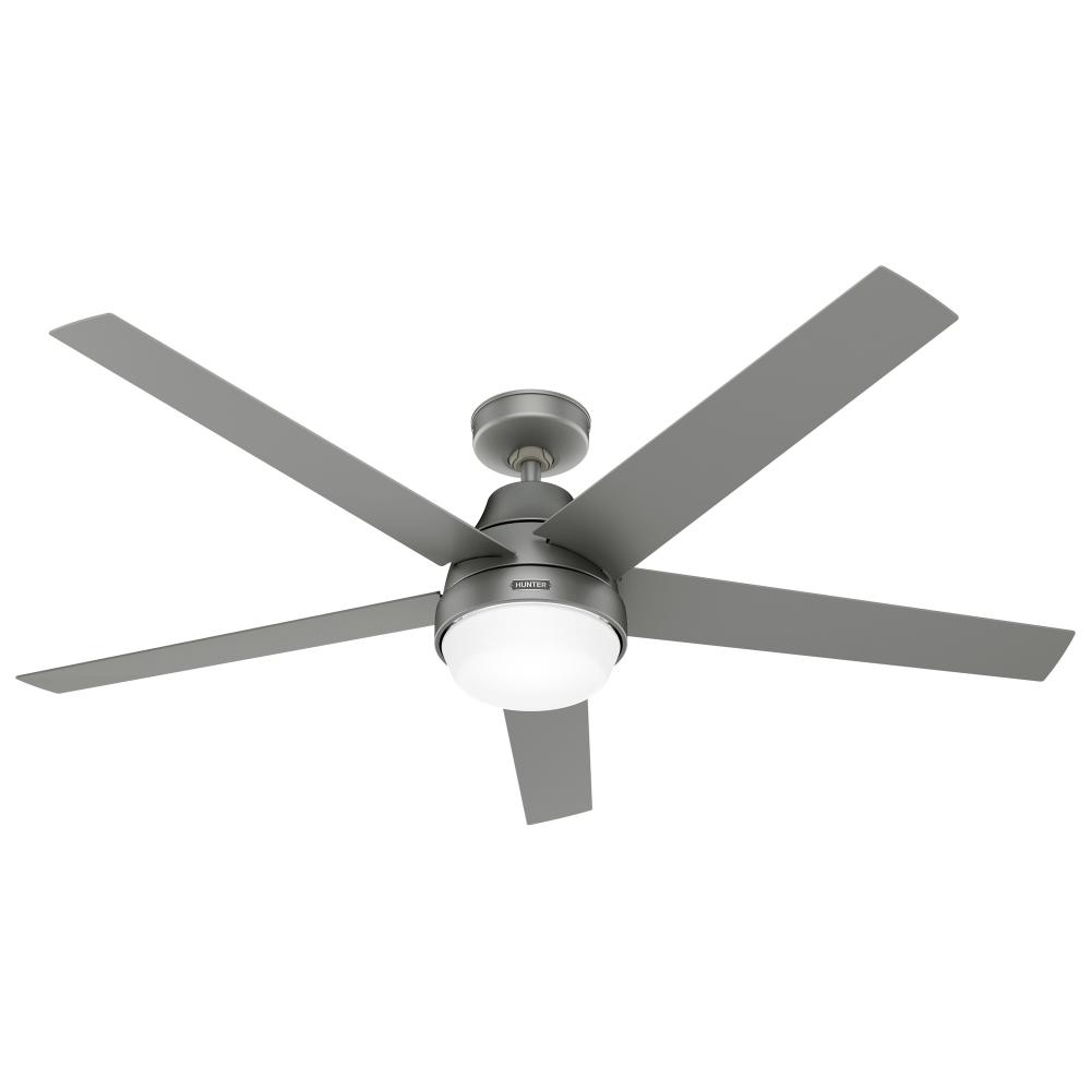 Hunter 60" Aerodyne Wi-Fi ENERGY STAR® Matte Silver Ceiling Fan w/ LED Light Kit and Handheld Re