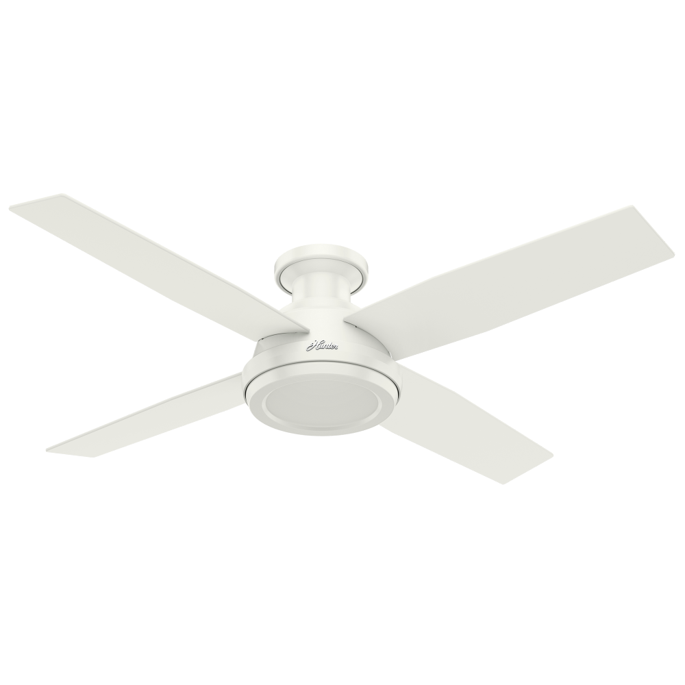 Hunter 52 inch Dempsey Fresh White Low Profile Ceiling Fan and Handheld Remote