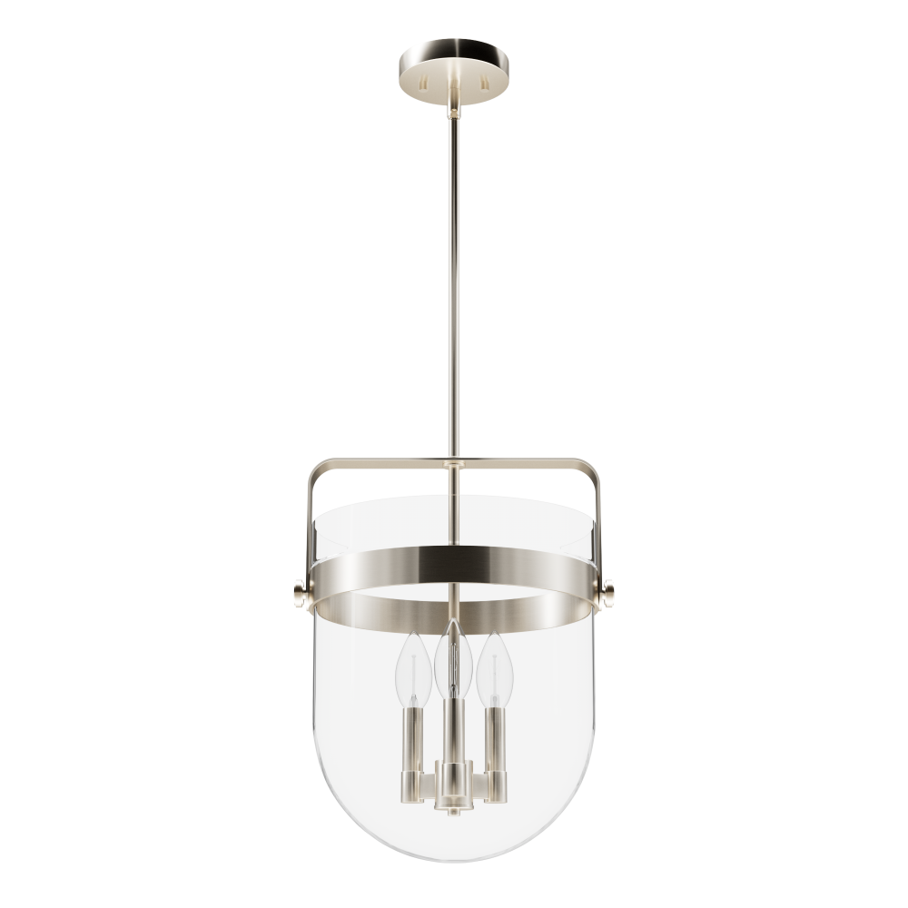 Hunter Karloff Brushed Nickel with Clear Glass 3 Light Pendant Ceiling Light Fixture