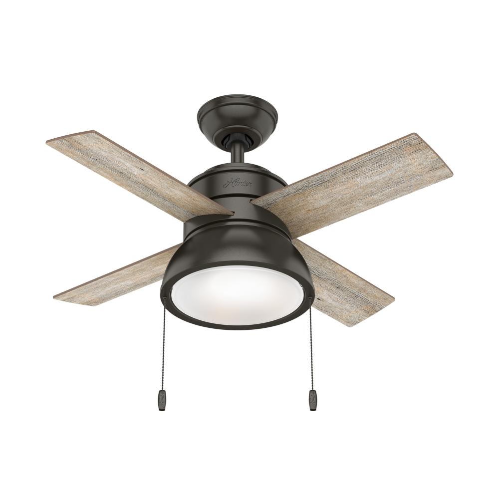 Hunter 36 inch Loki Noble Bronze Ceiling Fan with LED Light Kit and Pull Chain