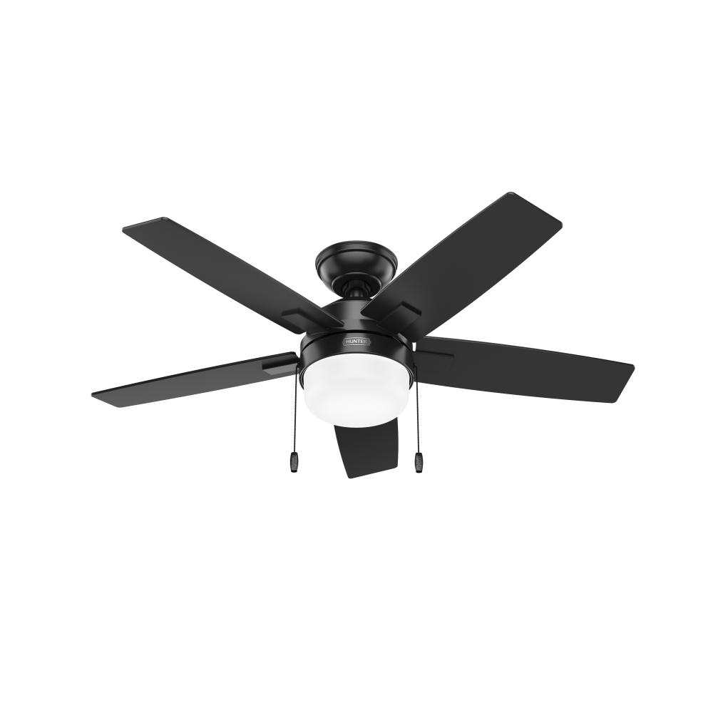 Hunter 44 Inch Anisten Matte Black Ceiling Fan With LED Light Kit And Pull Chain