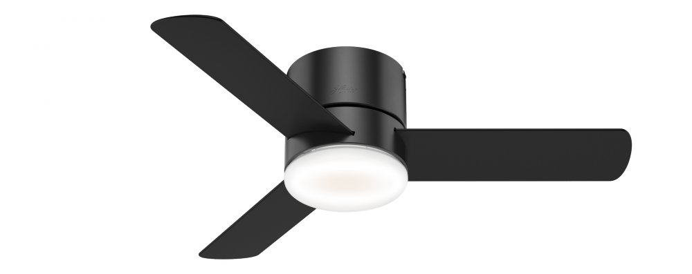 Hunter 44 inch Minimus Matte Black Low Profile Ceiling Fan with LED Light Kit and Handheld Remote