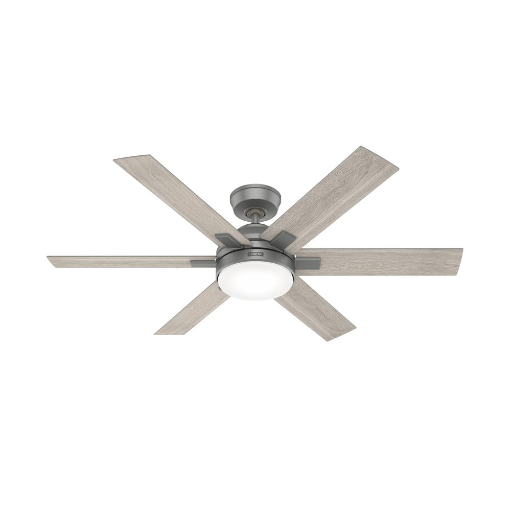 Hunter 52 inch Georgetown Matte Silver Ceiling Fan with LED Light Kit and Handheld Remote