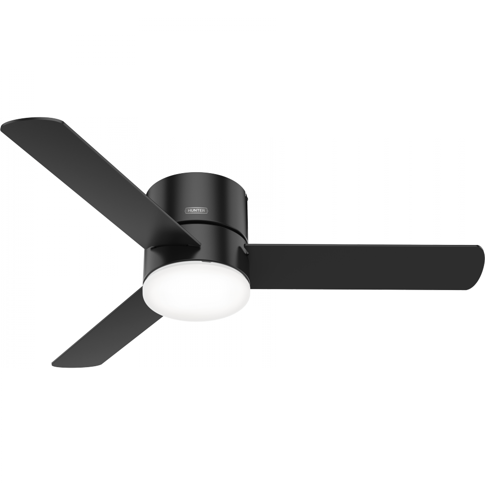Hunter 52 inch Minimus Matte Black Low Profile Ceiling Fan with LED Light Kit and Handheld Remote