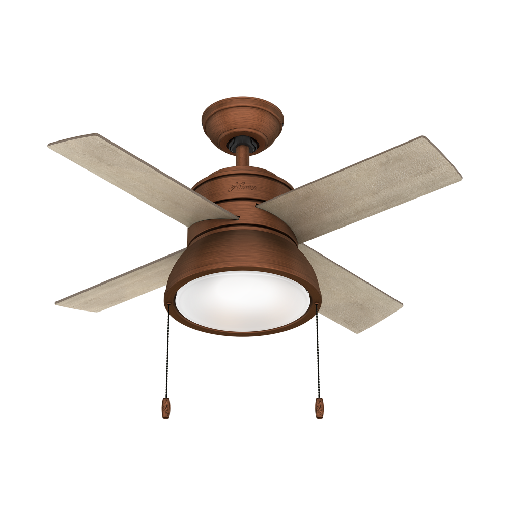 Hunter 36 inch Loki Weathered Copper Ceiling Fan with LED Light Kit and Pull Chain
