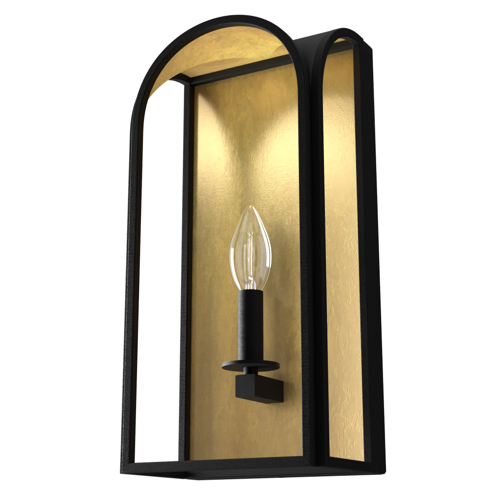 Hunter Dukestown Natural Black Iron and Gold Leaf 1 Light Large Sconce Wall Light Fixture