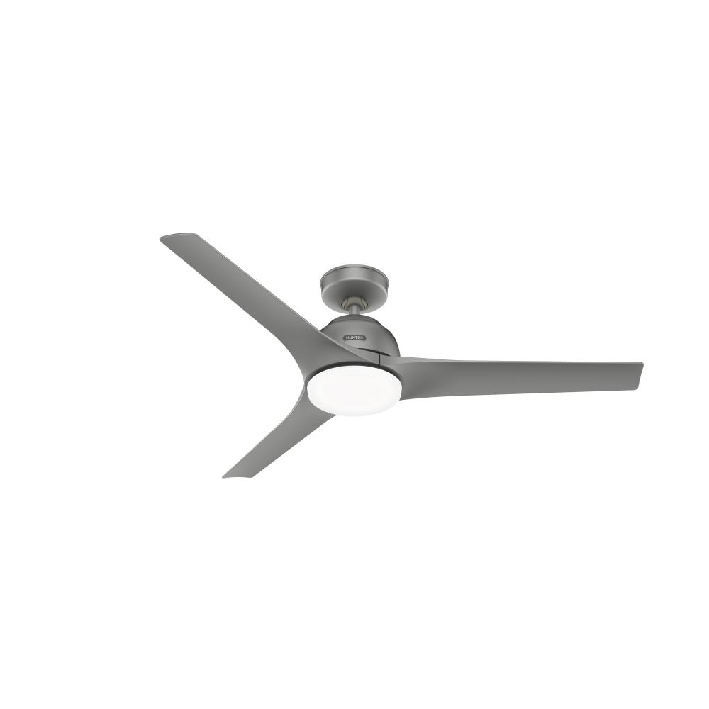 Hunter 52 inch Gallegos Matte Silver Damp Rated Ceiling Fan with LED Light Kit and Wall Control