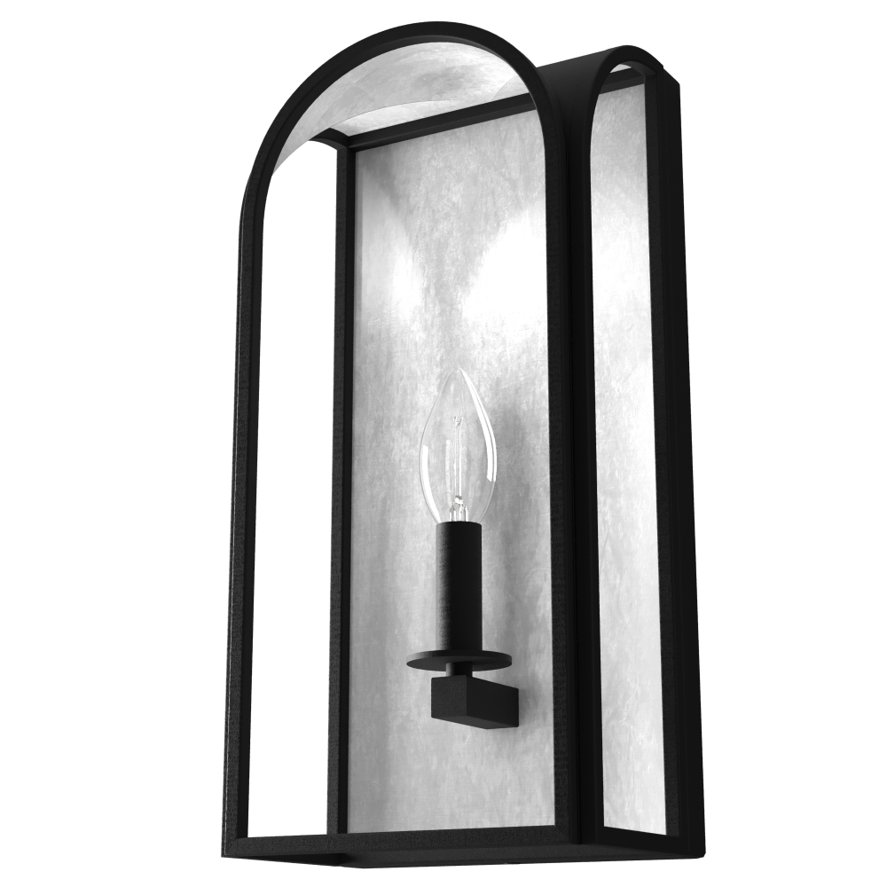 Hunter Dukestown Natural Black Iron and Silver Leaf 1 Light Large Sconce Wall Light Fixture