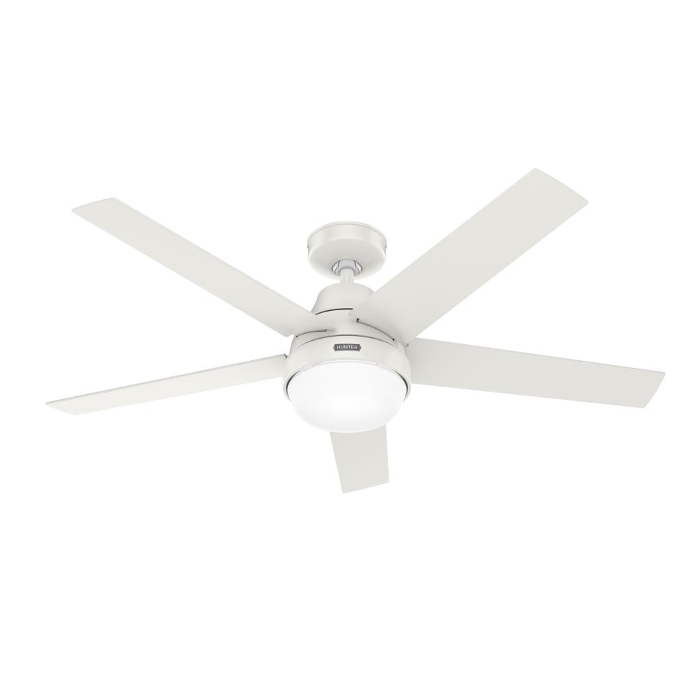 Hunter 52 inch Wi-Fi Aerodyne Fresh White Ceiling Fan with LED Light Kit and Handheld Remote