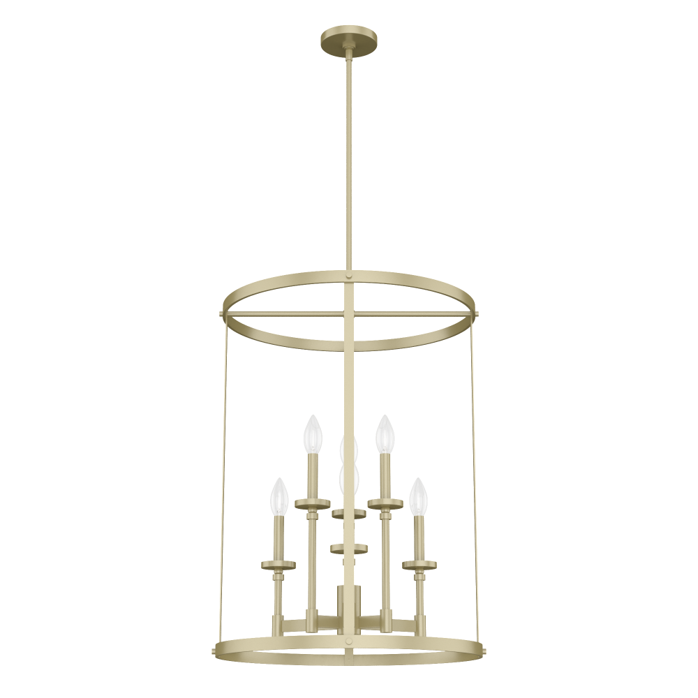 Hunter Briargrove Modern Brass 6 Light Large Chandelier Ceiling Light Fixture