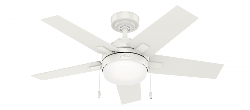 Hunter 44 inch Bartlett Fresh White Ceiling Fan with LED Light Kit and Pull Chain