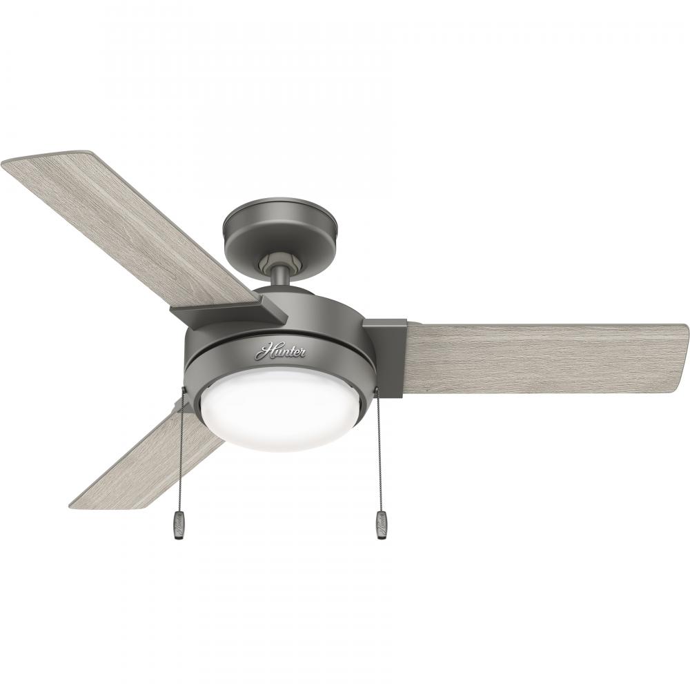 Hunter 44 inch Mesquite Matte Silver Ceiling Fan with LED Light Kit and Pull Chain