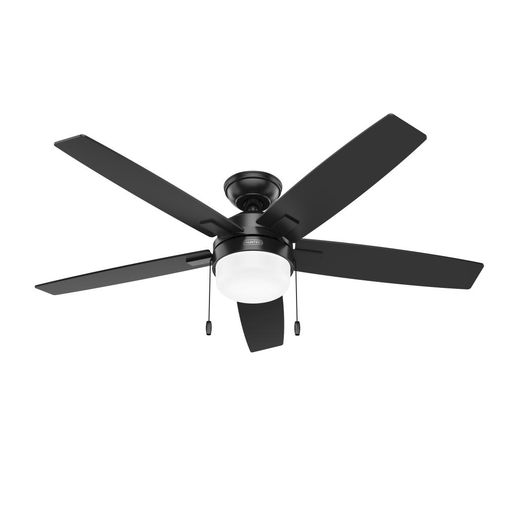 Hunter 52 Inch Anisten Matte Black Ceiling Fan With LED Light Kit And Pull Chain