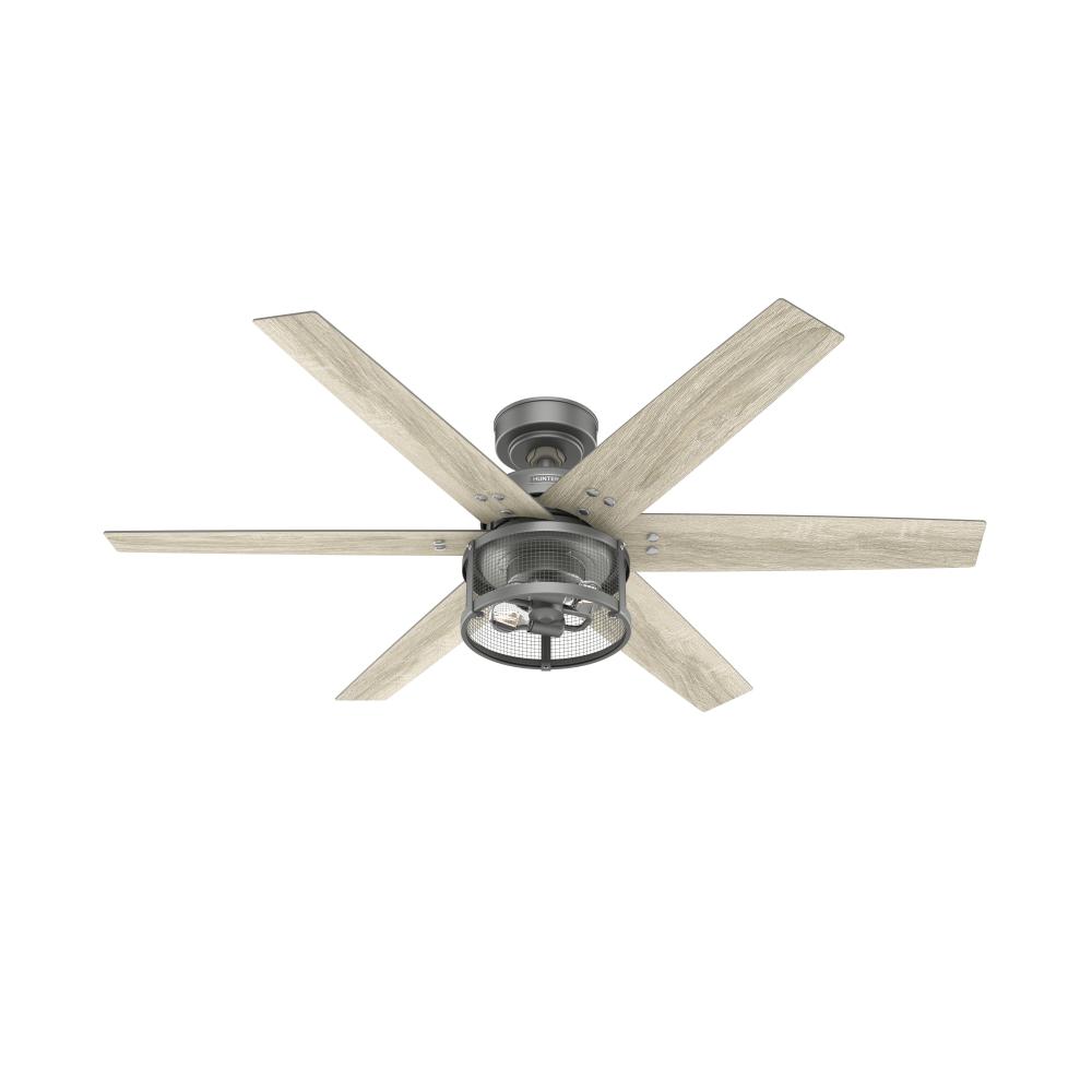 Hunter 52 inch Houston Matte Silver Ceiling Fan with LED Light Kit and Handheld Remote